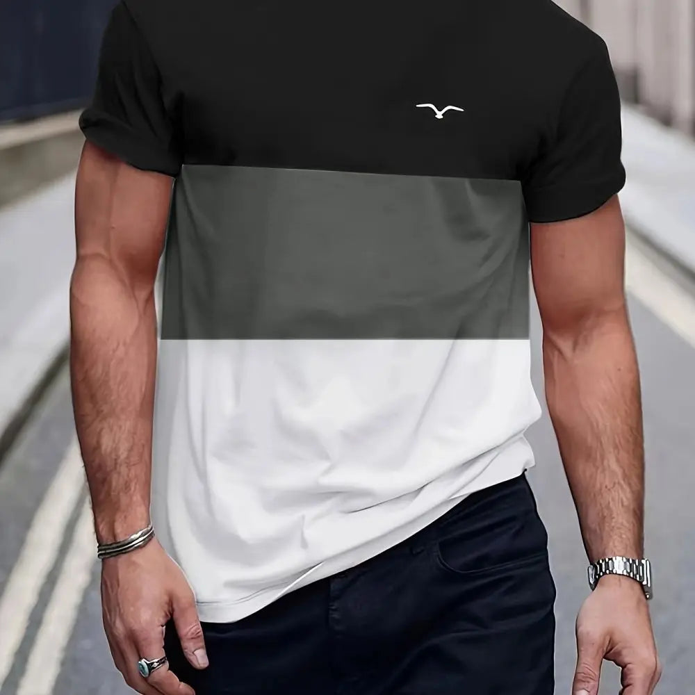 2024 Men Casual Striped T Shirt-Oversized Short Sleeve Top