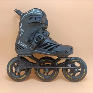 110mm 3Wheel Inline Skates – Urban Speed Roller Skates with Black & Gold Design - The island emporium