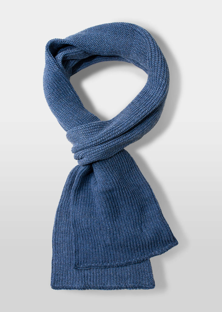 Men's Ribbed Cashmere Scarf w. Leather Tab - Denim Blue – Carolyn Rowan  Collection