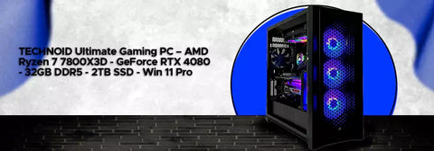 TECHNOID Ultimate Gaming PC – AMD Ryzen 7 7800X3D - GeForce RTX 4080 - 32GB DDR5 - 2TB SSD - Win 11 Pro
