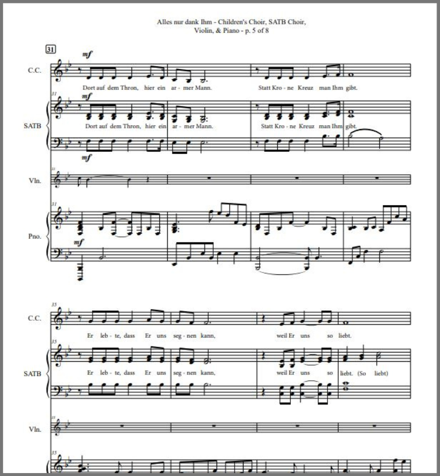 Alles nur dank Ihm (SATB - All Because of Him - German)