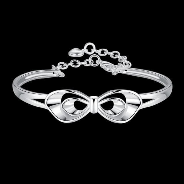 Classical Silver Flower Bangle For Women
