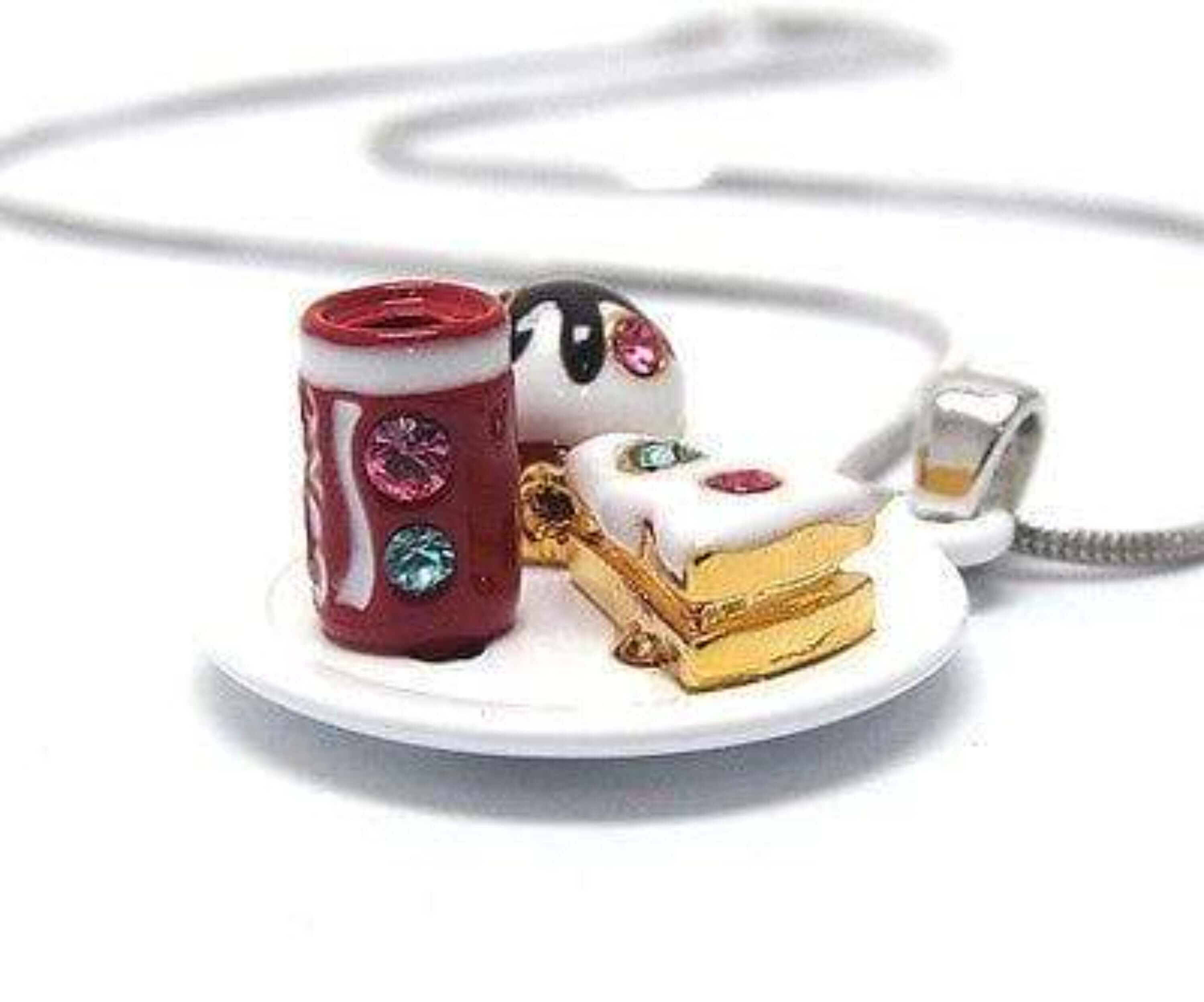 Children's Miniature Piece of Cake and Cupcake with Soda Can Pendant Necklace