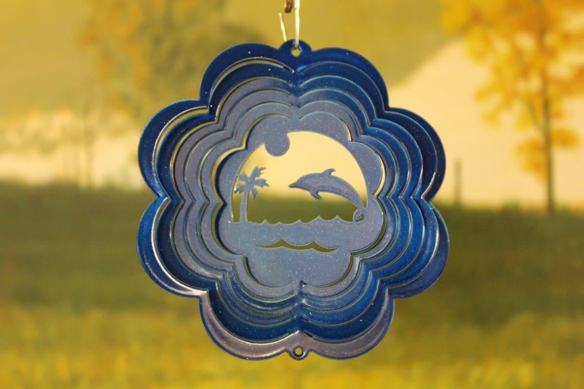 8 Blue Dolphin Wind Spinner  Wind spinners, Blue and copper