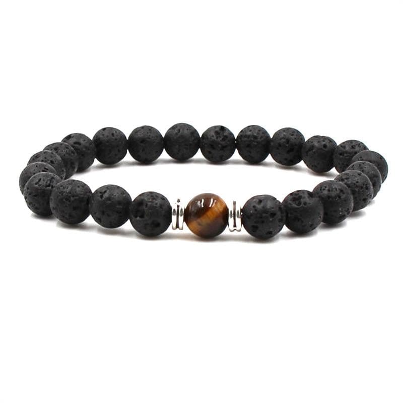 Black Lava Natural Stone 8 Reiki Chakra Stackable Beads Bracelet