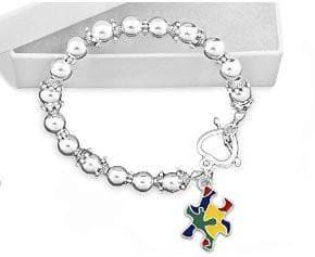 Autism Colored Puzzle Piece Beaded Bracelet