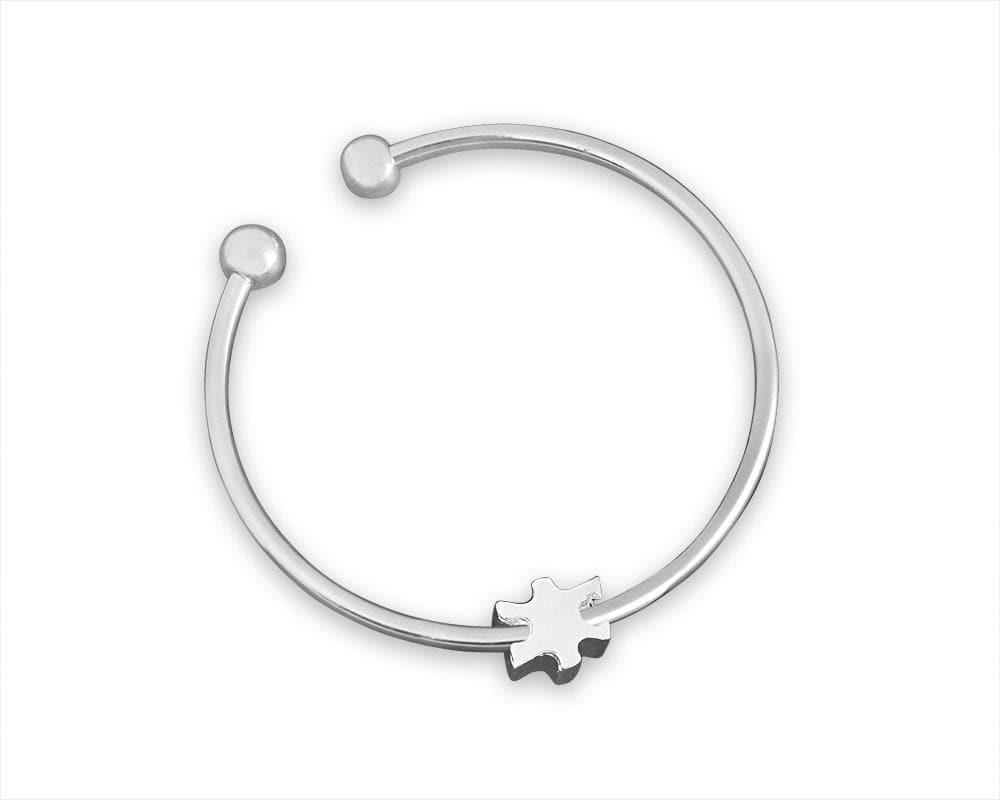 Autism Floating Puzzle Piece Open Bangle Bracelet