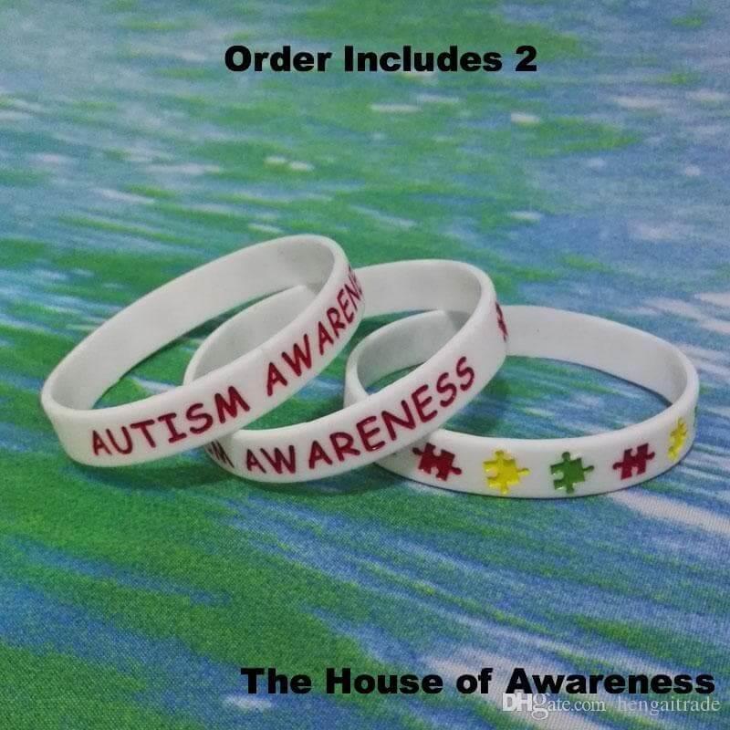 2 Autism Awareness Silicone Adult Size Bracelets