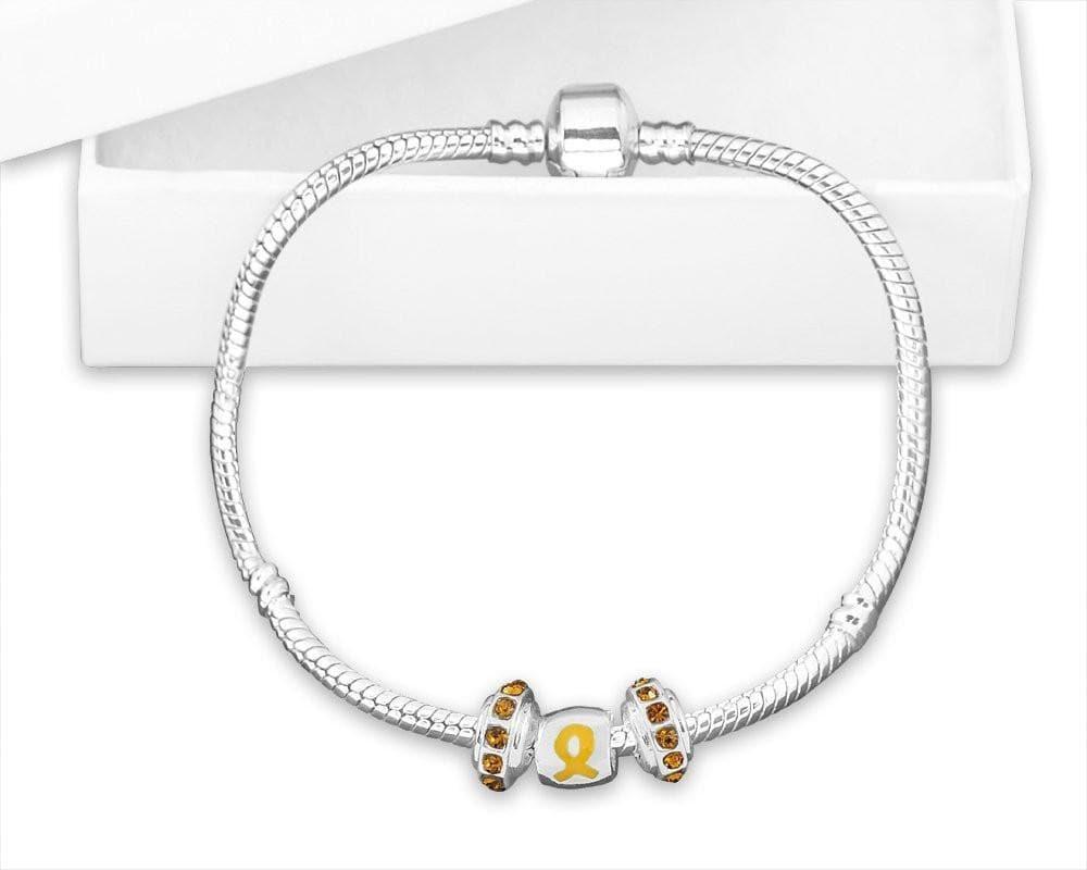 Chunky Charm Gold Ribbon Bracelet for Childhood Cancer