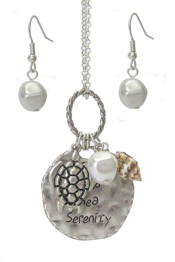 Sealife Theme Multi Charm Pendant Necklace Set - Turtle