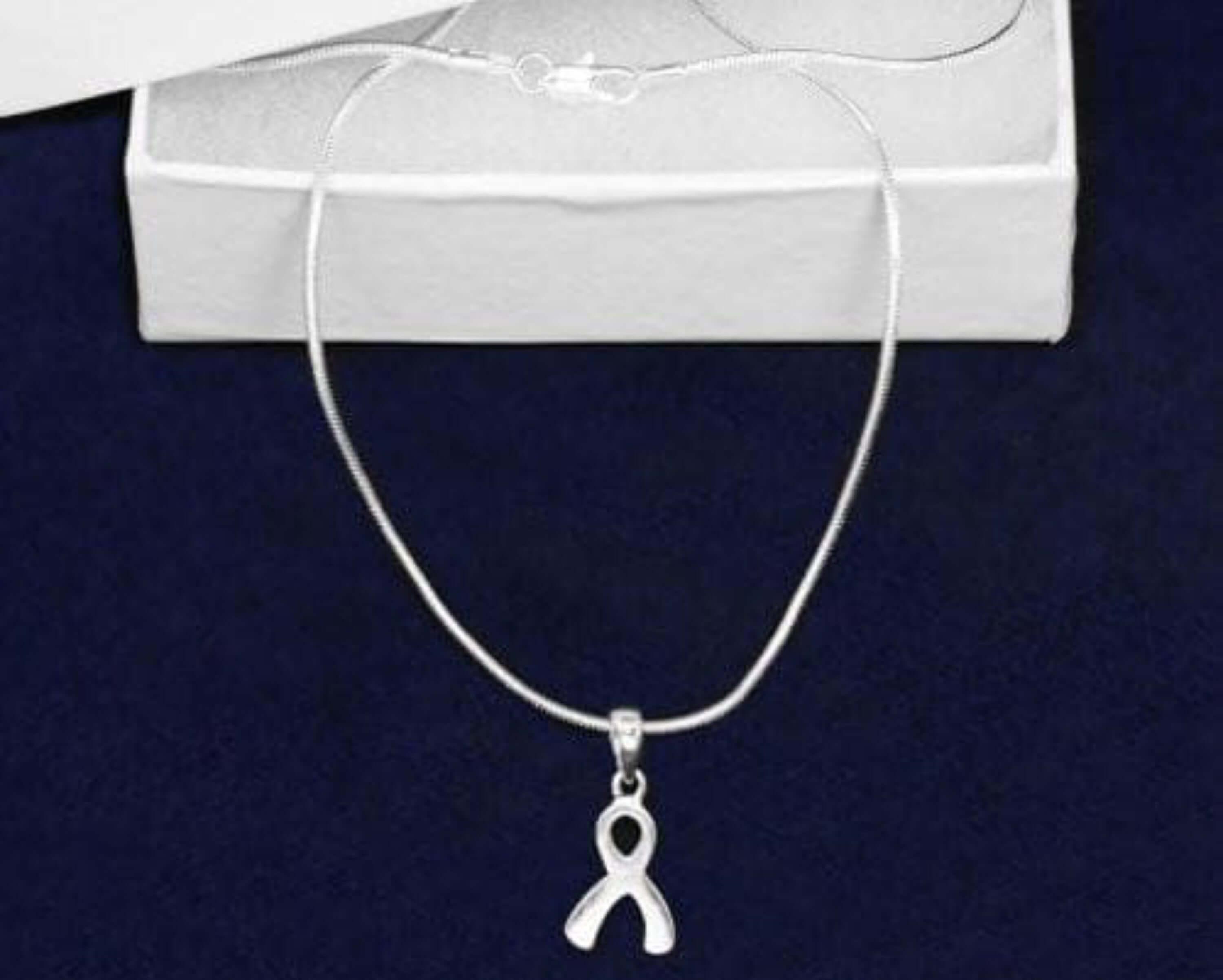 Silver Ribbon 16" Necklace for all Awareness Causes