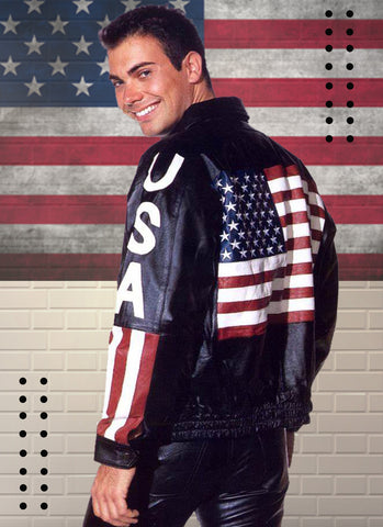 American flag leather jacket