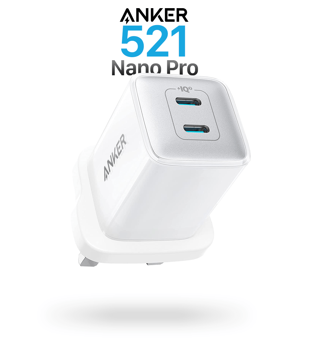 Anker 521 Charger (Nano Pro), 40W PIQ 3.0 Dual Port Compact USB C