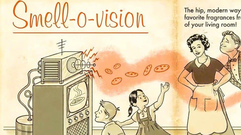 Smell-o-vision advertisement. Funny advertisement. 1960s ad for smell-o-vision. Hoax ad