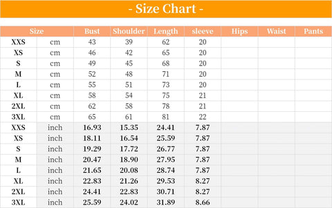 US Sizing Chart