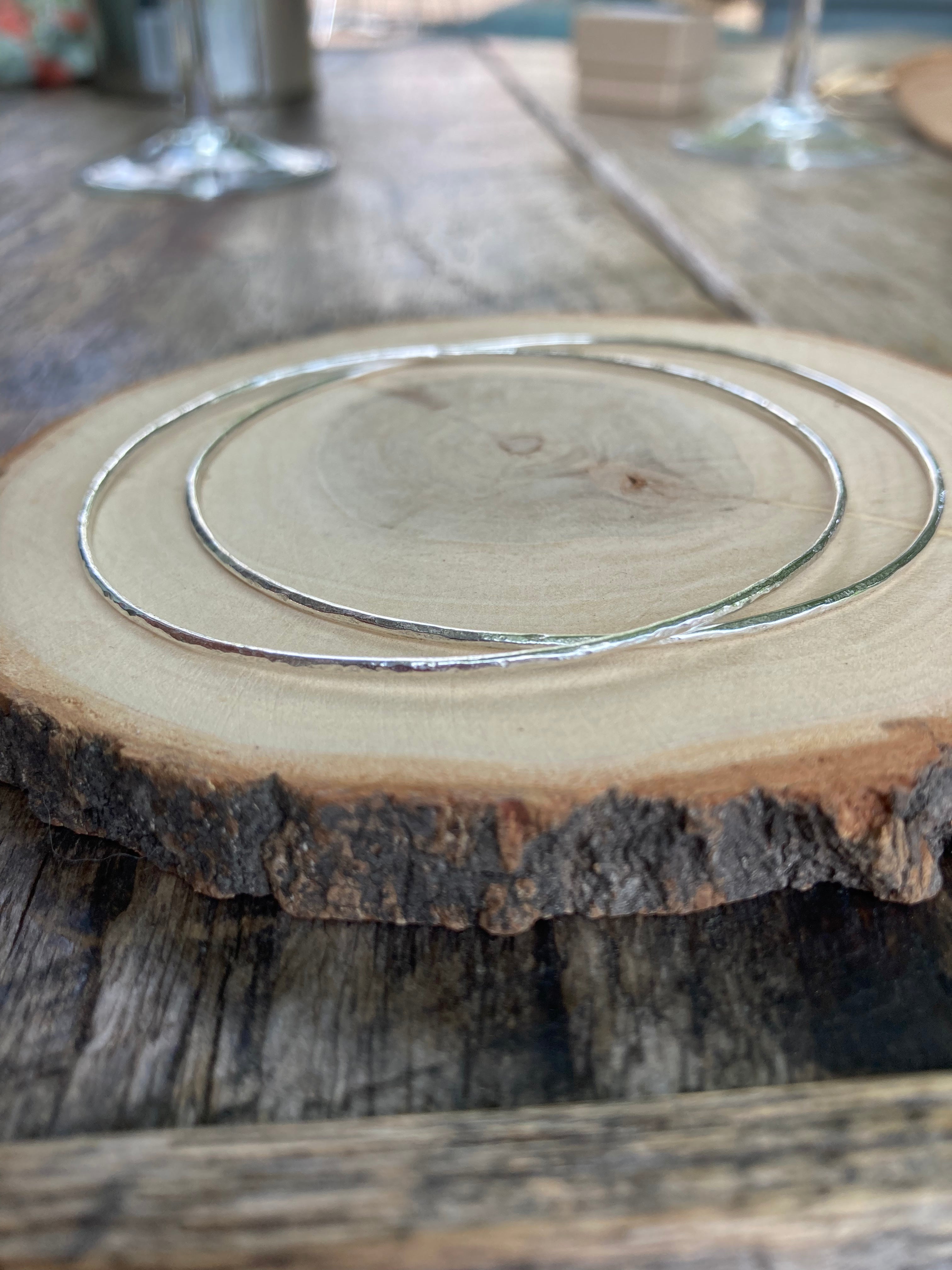 Sterling Silver Hammered Bangle