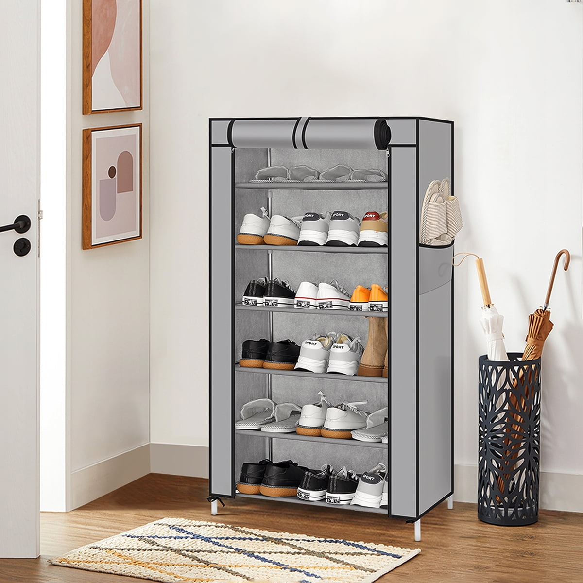 6 Tier Shoe Rack, Shoe Cabinet with Dust-proof Cover, Multi-layer Assembled Shoe Rack Shoe Stand, Storage Shelf Organizer Holder