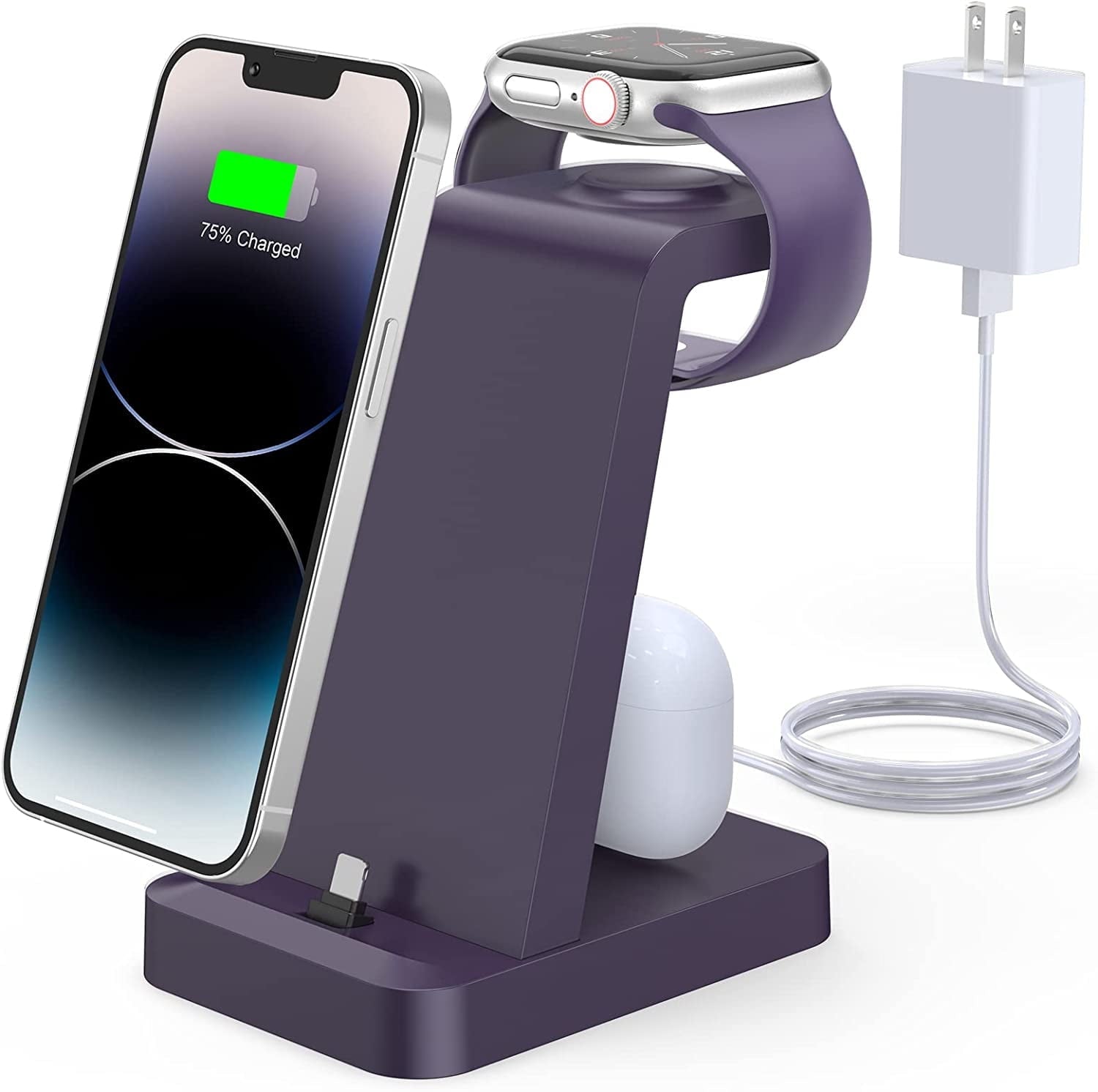3 in 1 Charging Station - ETEPEHI Wireless Charger for iPhone 14 Pro Max/13/12/11/11/X/8/7 Plus,Multiple Fast Charging Stand for iWatch&AirPods Pro/3/2/1