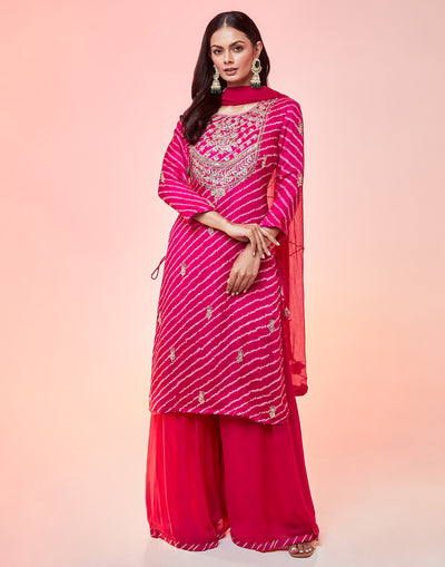 Rose Red Printed Short Kurti With Flared Palazzo And Dupatta With Red  Bandhani Men Kurta Pajama Couple Matching Dress at Rs 8199.00 | Delhi| ID:  2849557047962