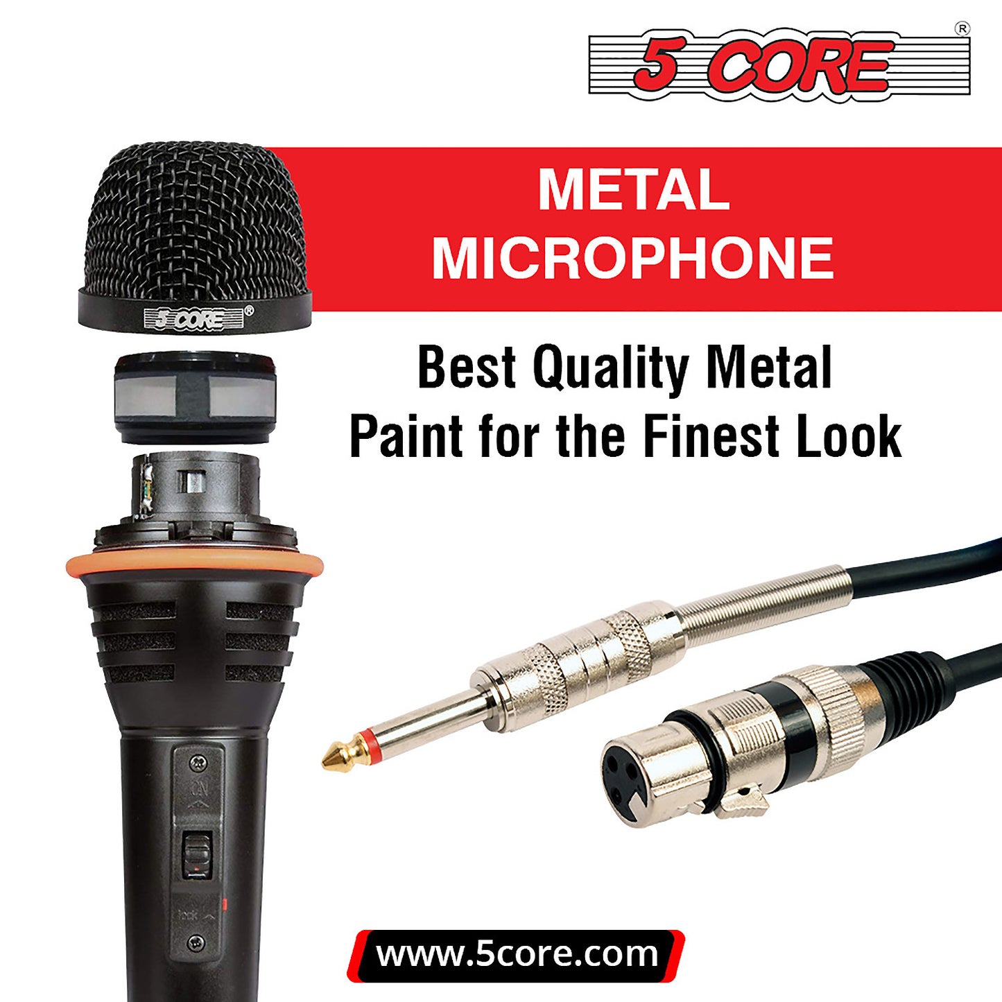 5 Core Microphone Pro Microphone Dynamic Mic XLR Audio Cardiod Vocal Karaoke A-54