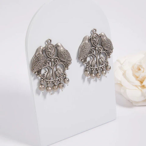 Antique Silver Earrings with handcrafted multicolored artistry, elegant ethnic design – AASER060