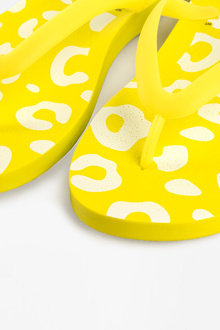 PANTHERA Acid Yellow Womens Flip Flops 