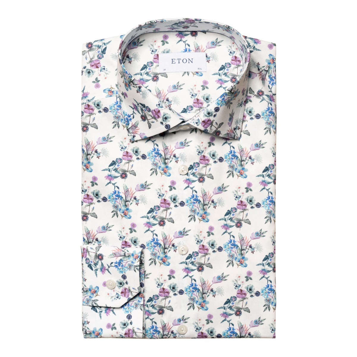 Light Blue Floral Twill Slim Fit Shirt  Eton   