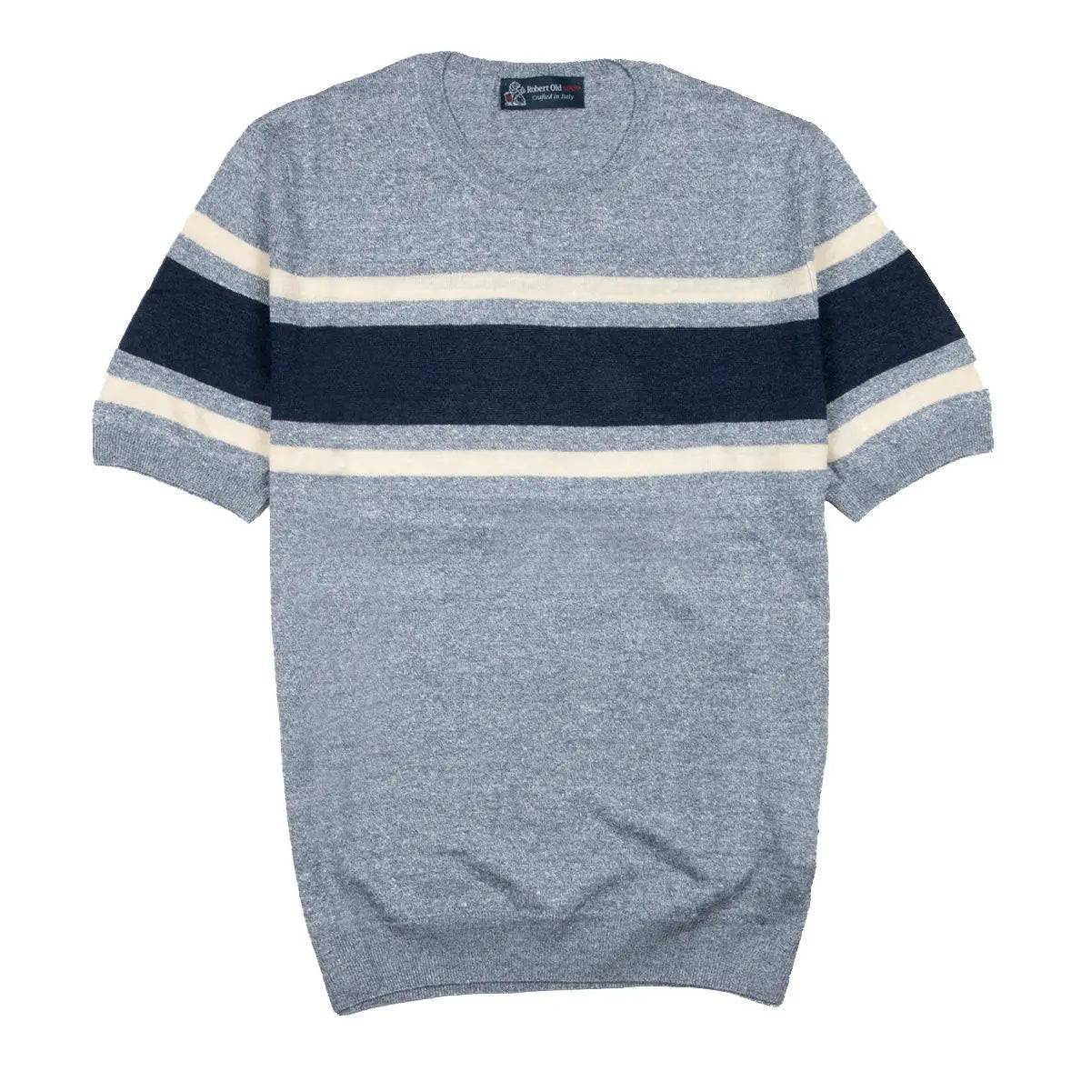 Blue Stripe Knitted T-Shirt  Robert Old   