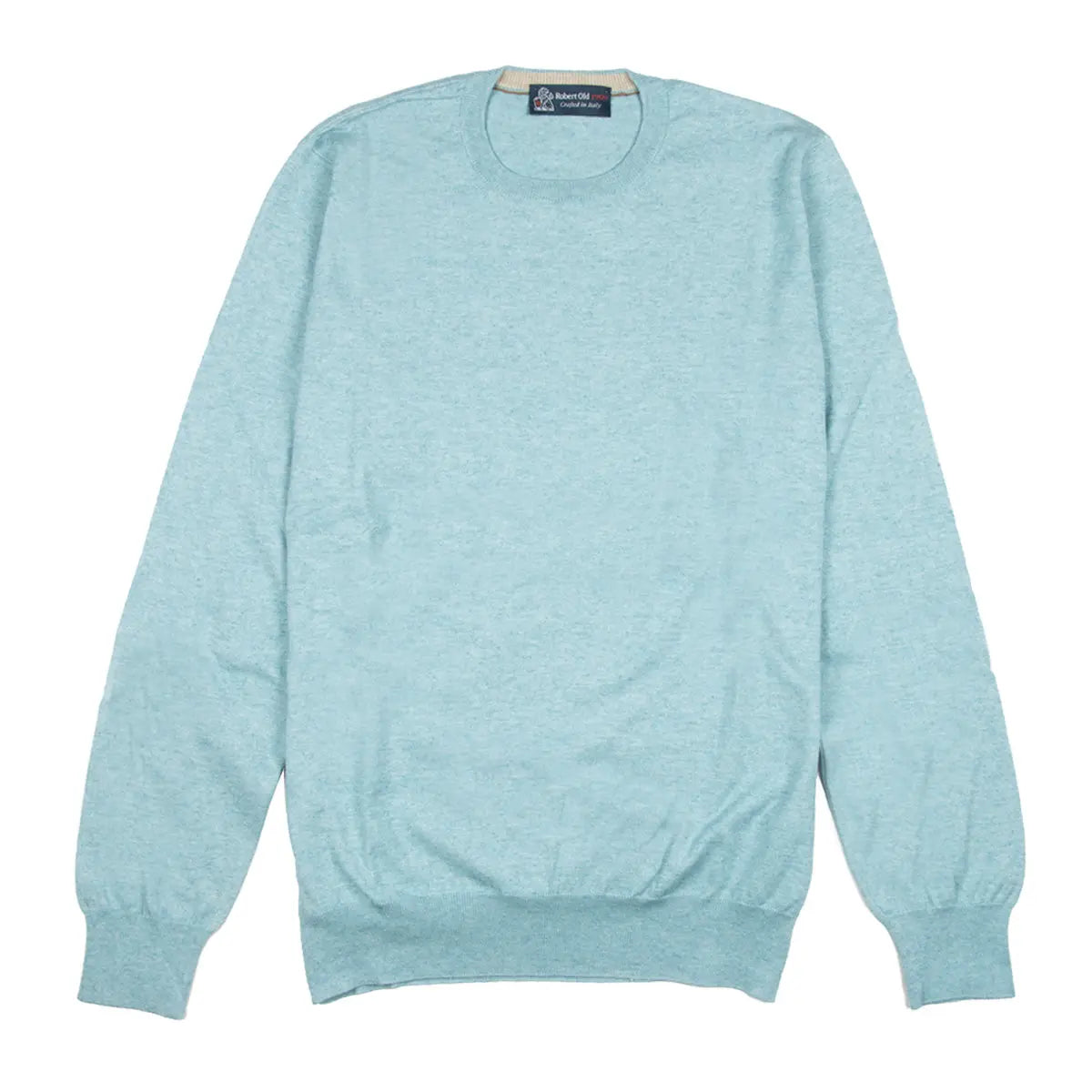 Aqua Cashmere & Cotton Crewneck  Robert Old   