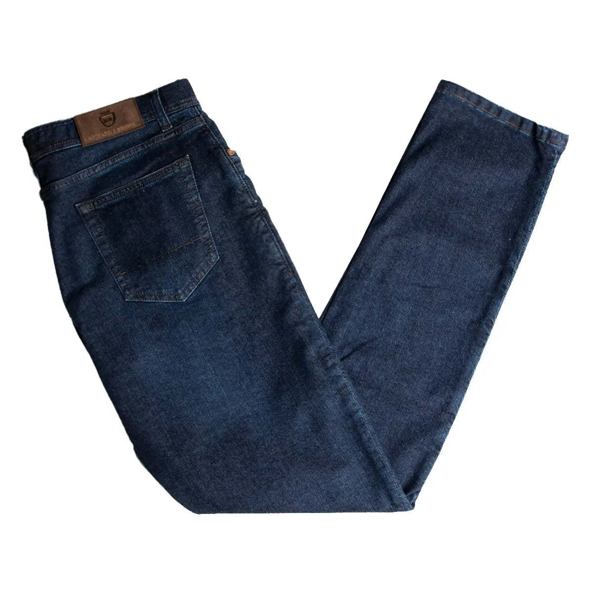 Dark Denim 'Milano' Regular FIt Cotton & Silk Jeans  Richard J Brown   