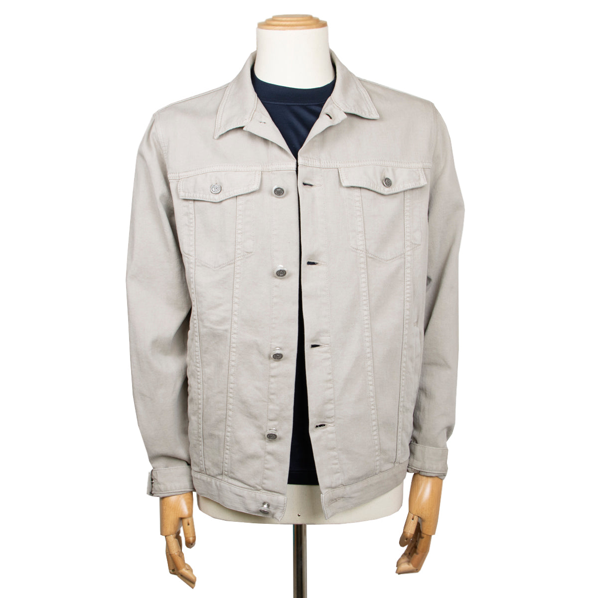 Beige 100% Cotton Twill Denim Jacket  Richard J Brown   