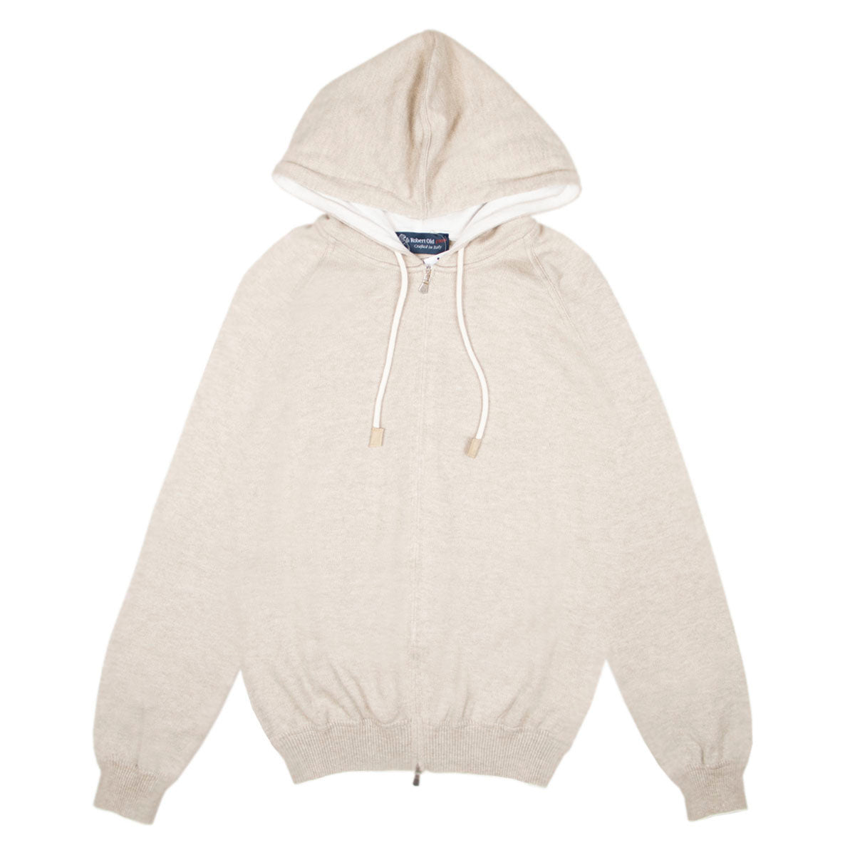 Cream Cotton & Cashmere Zip-Through Hoodie  Robert Old   