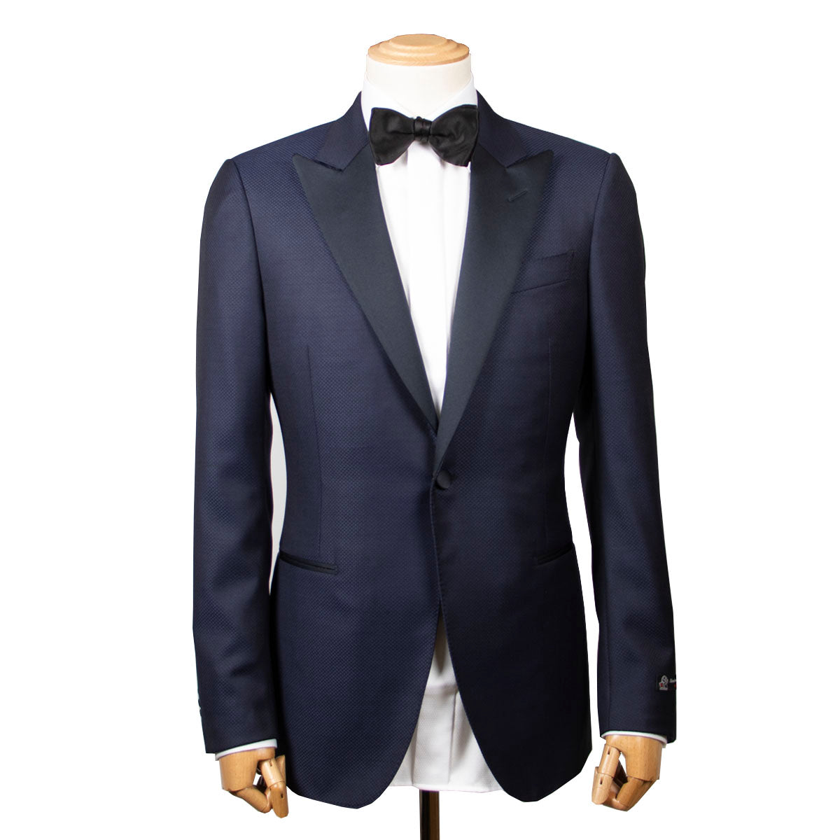 Navy Textured Wool & Silk Caccioppoli Tuxedo Suit  Robert Old   