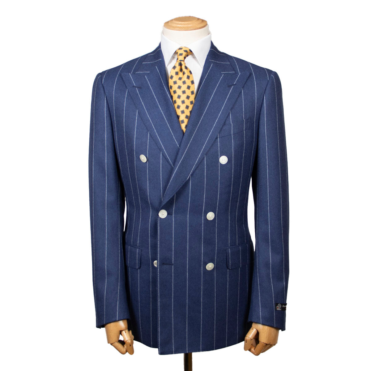 Navy & White Pinstripe Double-Breasted Suit  Robert Old   