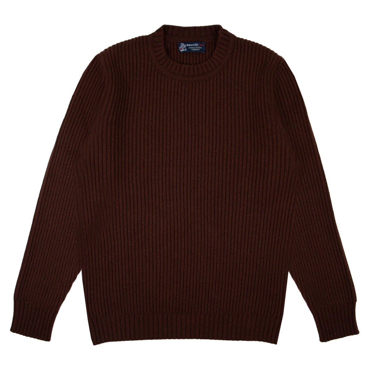 Bison Brown Altnaharra 8ply Crew Neck Cashmere Sweater  Robert Old   