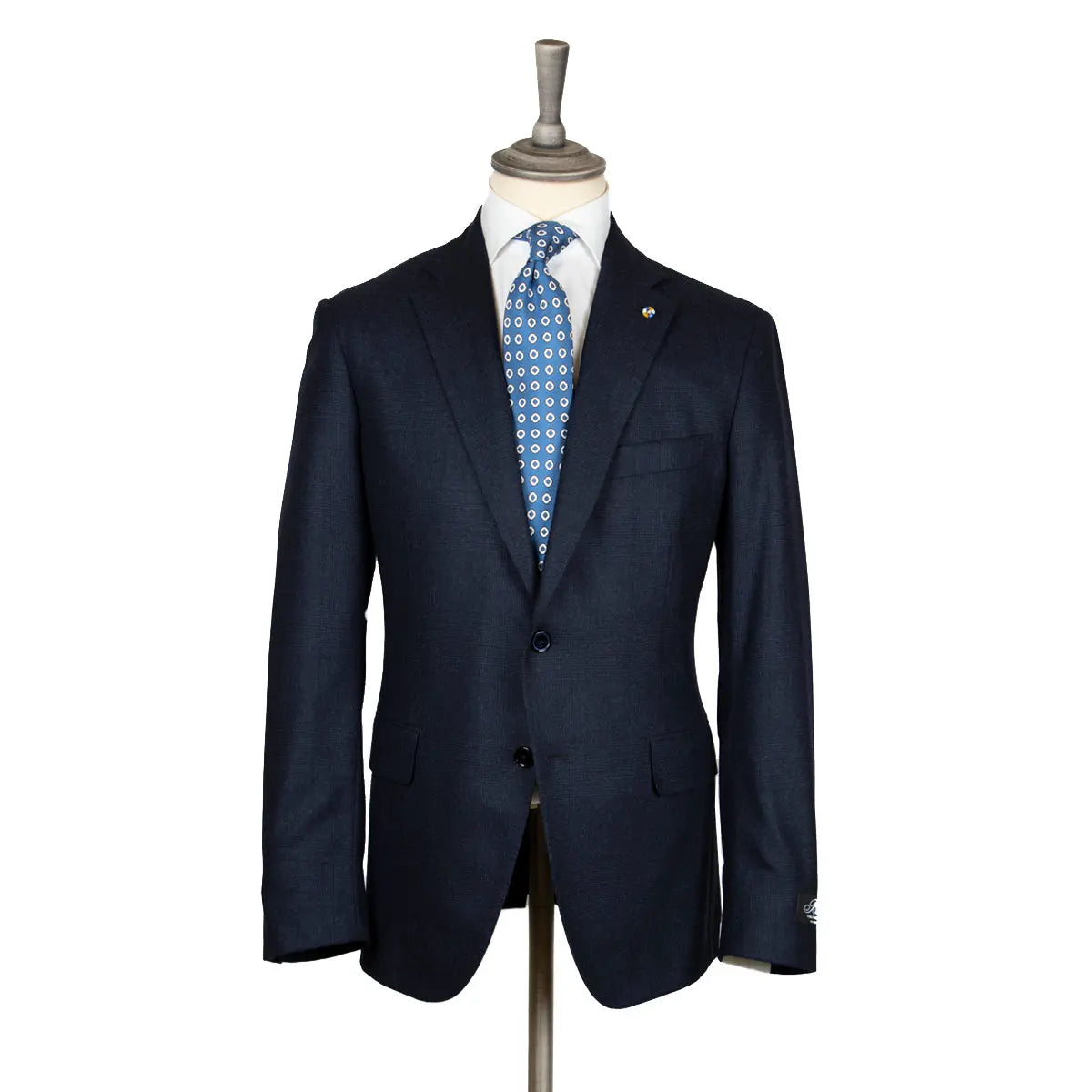 Navy Check Italian Wool & Cashmere Suit  Belvest   