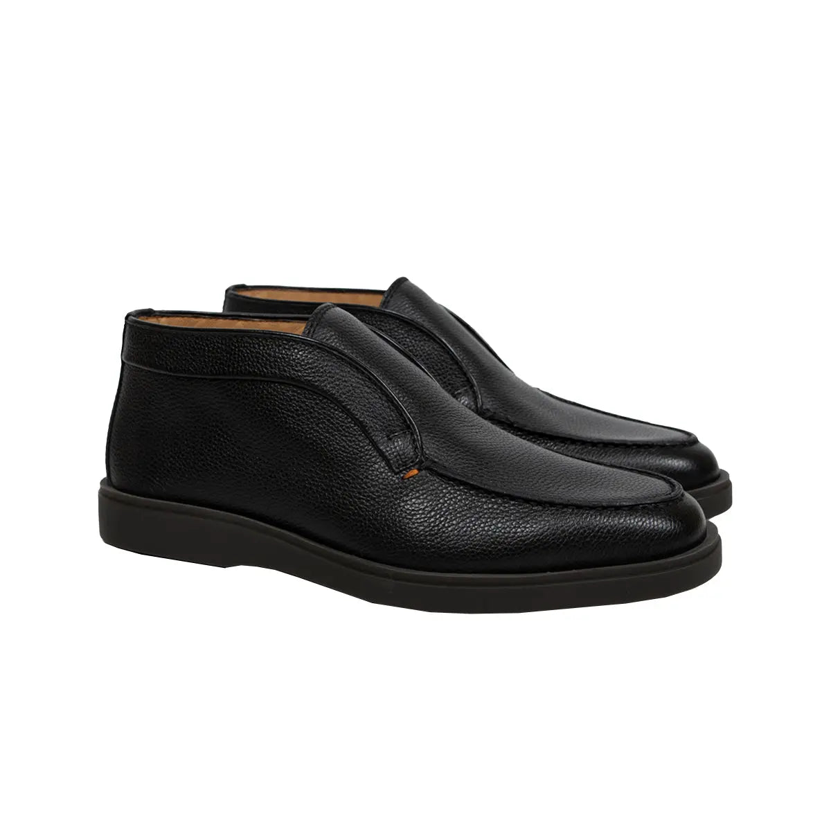 Black Tumbled Leather Desert Boot  Santoni   