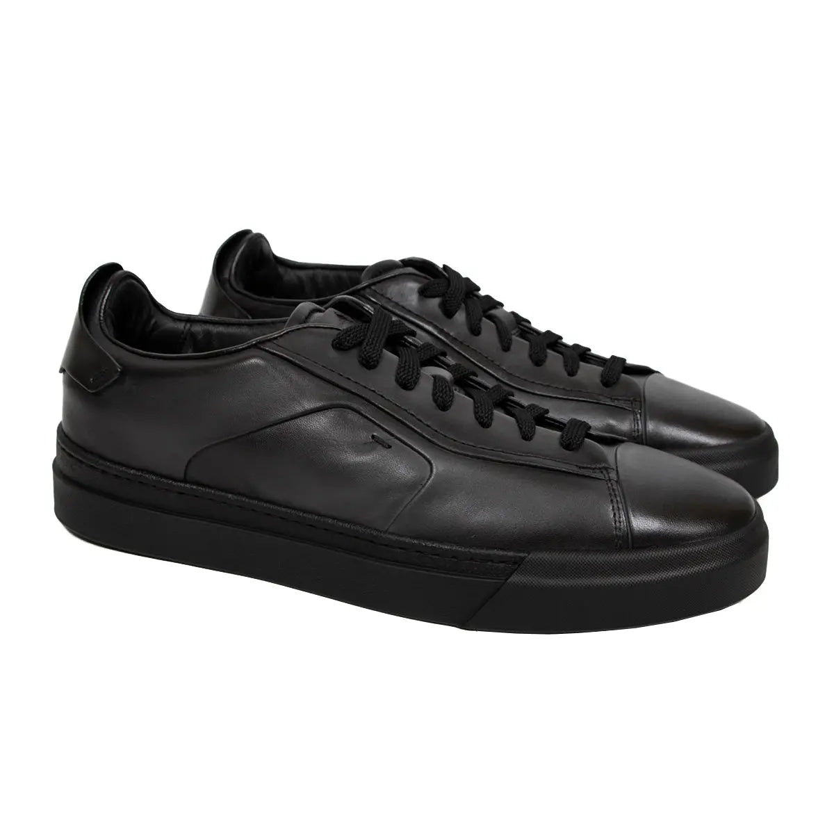 Polished Black Leather Sneaker  Santoni   