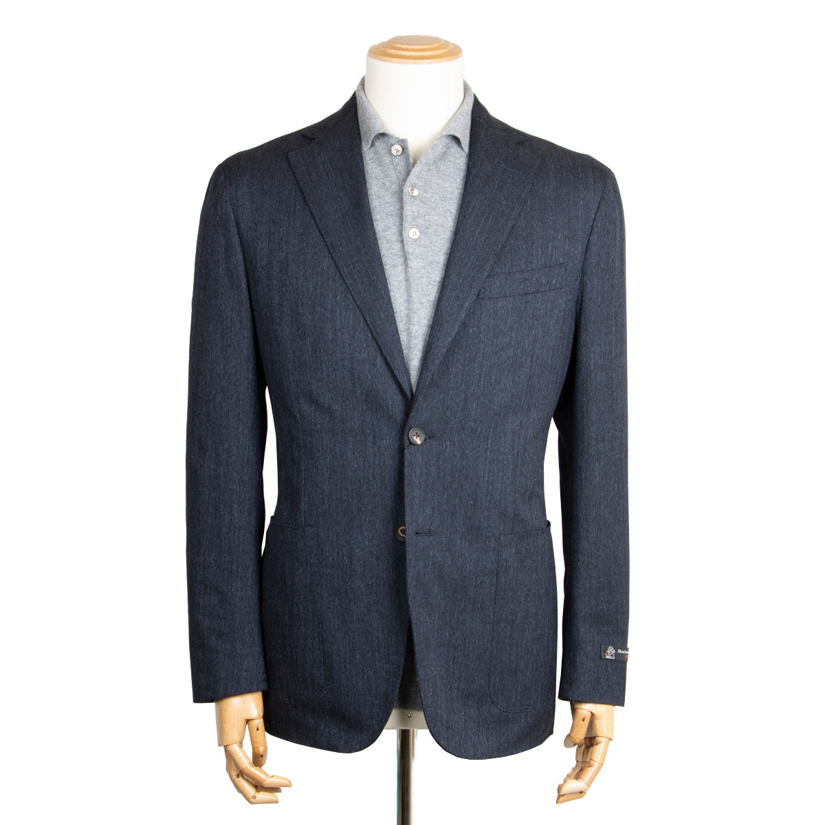 Navy Denim Unlined Cotton Stretch Blazer  Robert Old   