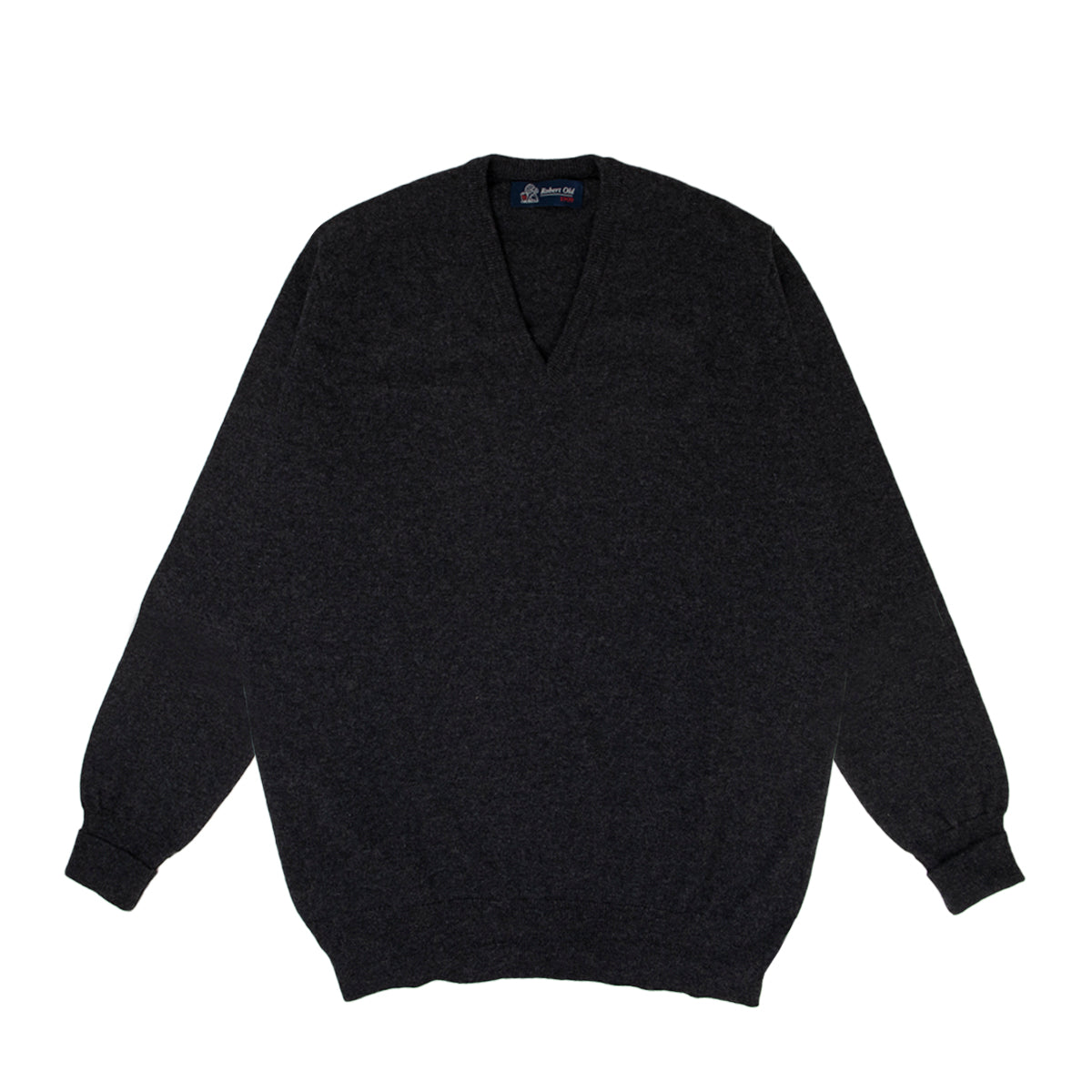 Charcoal Chatsworth 2ply V-Neck Cashmere Sweater  Robert Old   