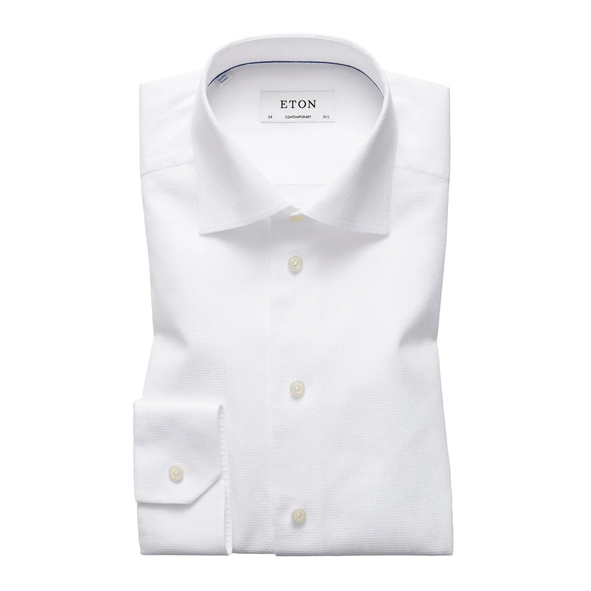 White Textured Twill Contemporary Fit Shirt  Eton   