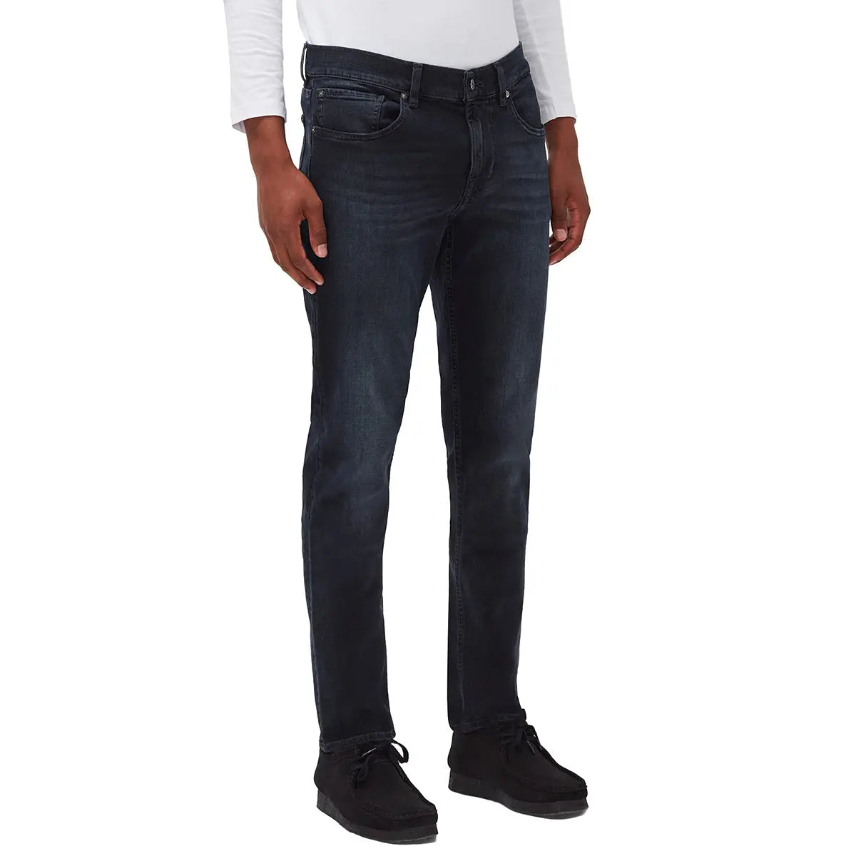 Black Slimmy Tapered Stretch Tek Principle Jeans  7 For All Mankind   