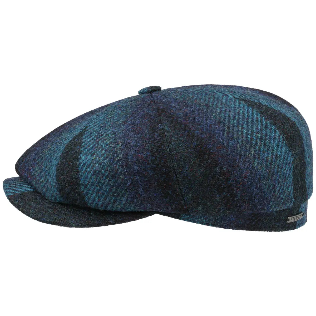 Blue Harris Tweed Hatteras Flat Caps  Stetson   