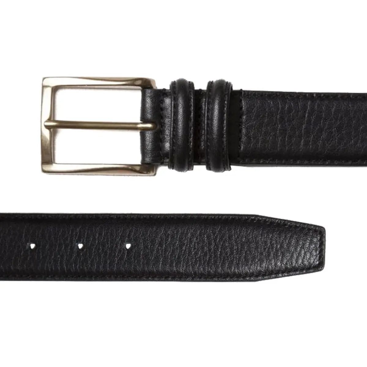 Brass Buckle Calf Leather Belt  - Black  Robert Old   