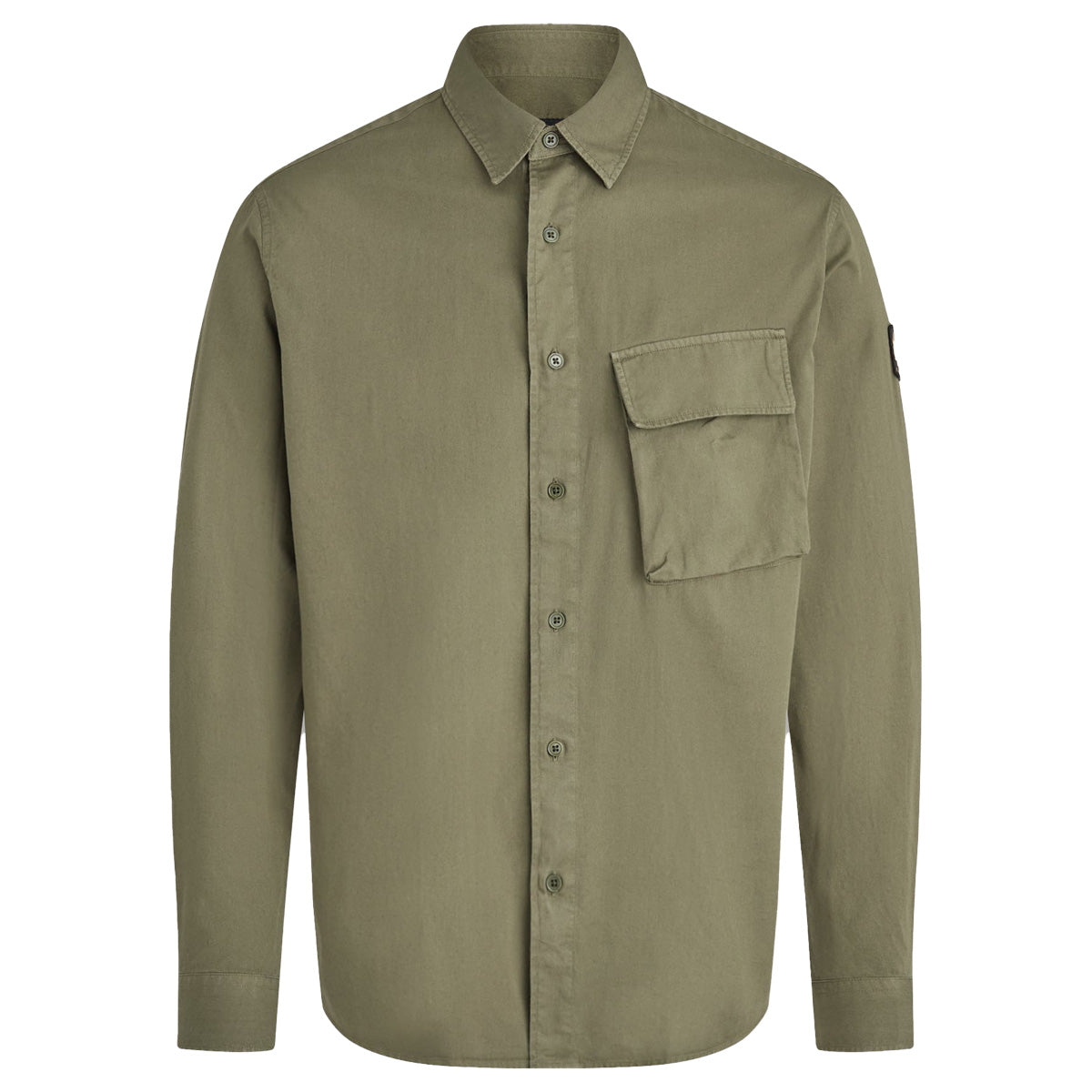 True Olive Garment Dyed Cotton Scale Shirt  Belstaff   