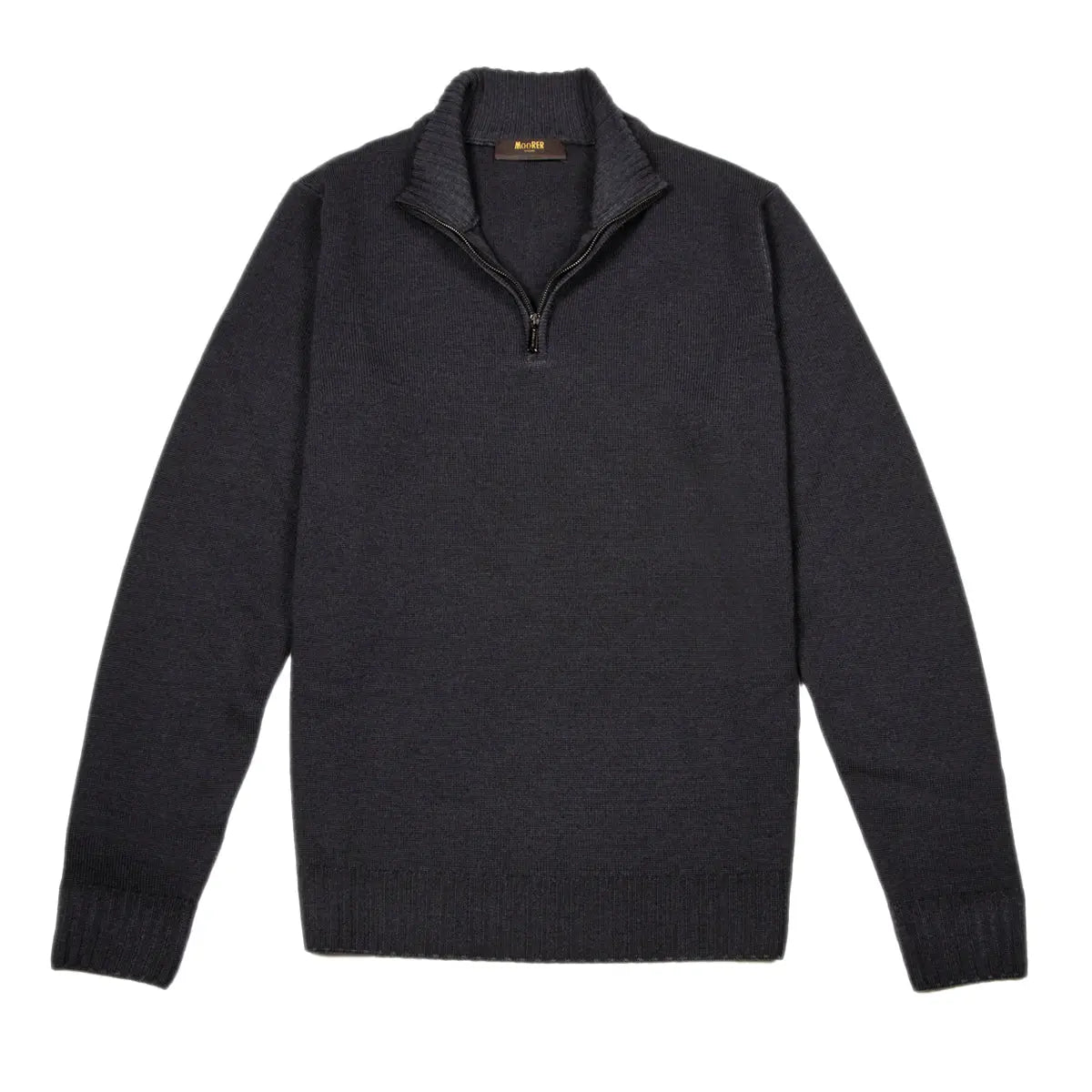 Carbon Grey ‘Terni’ Virgin Wool Quarter Zip Jumper  Moorer   