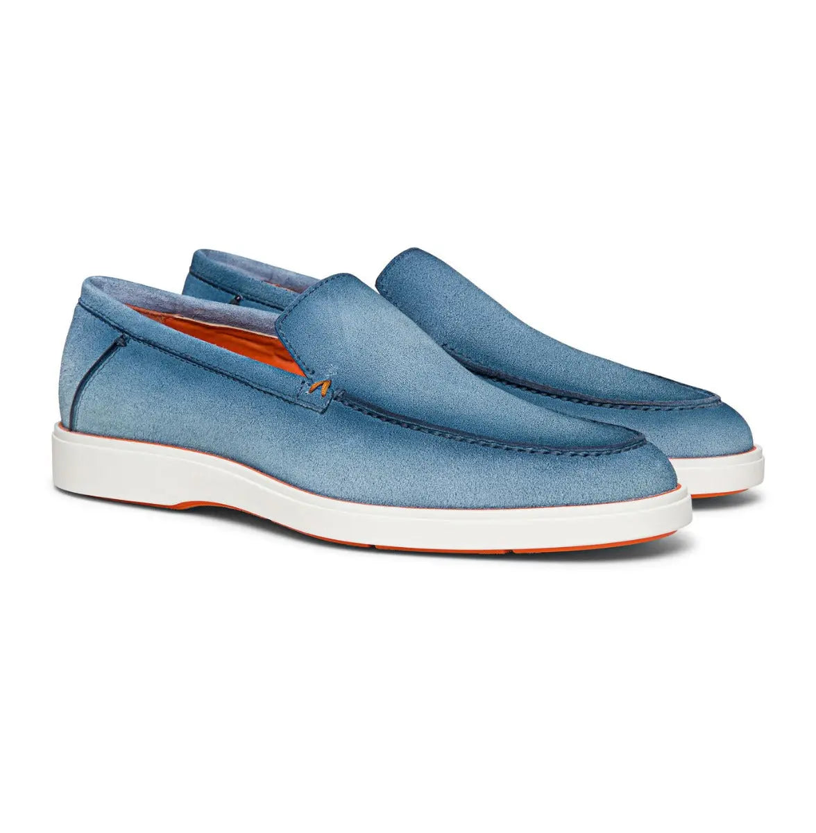 Light Blue Suede Slip-On Loafers  Santoni   