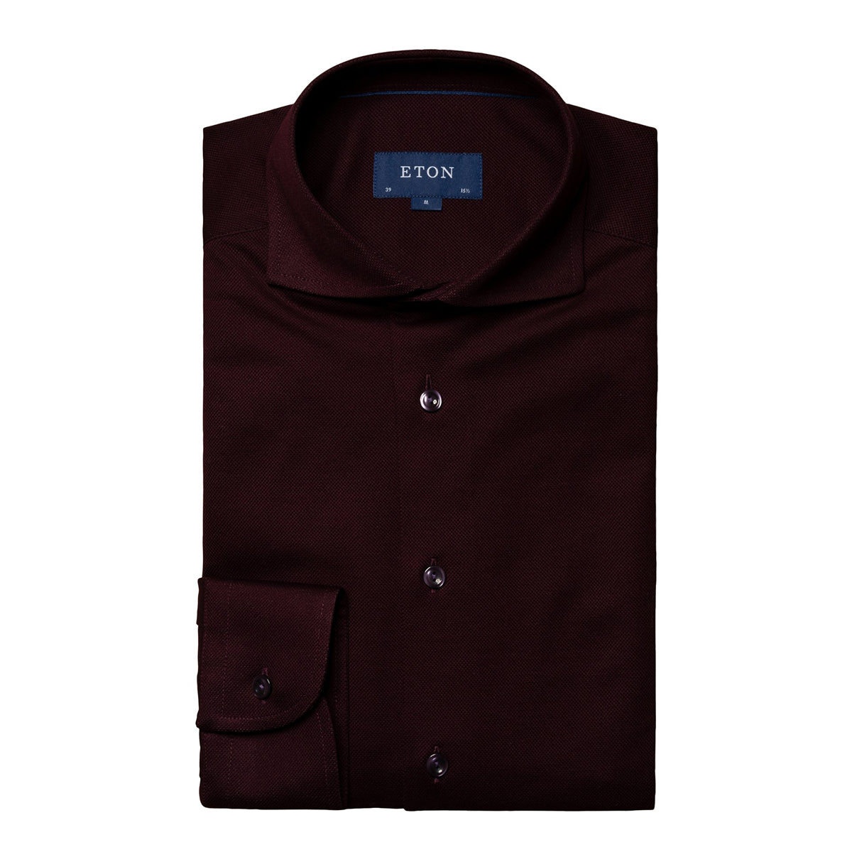 Burgundy Filo di Scozia Pique Slim Fit Shirt  Eton   