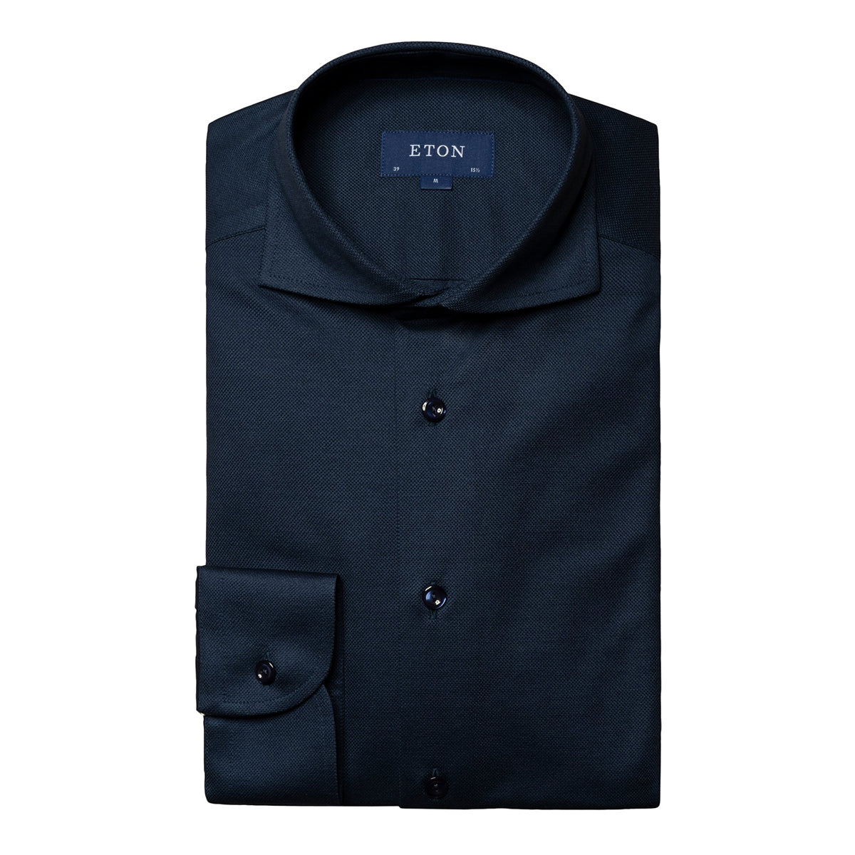 Navy Filo di Scozia Pique Slim Fit Shirt  Eton   