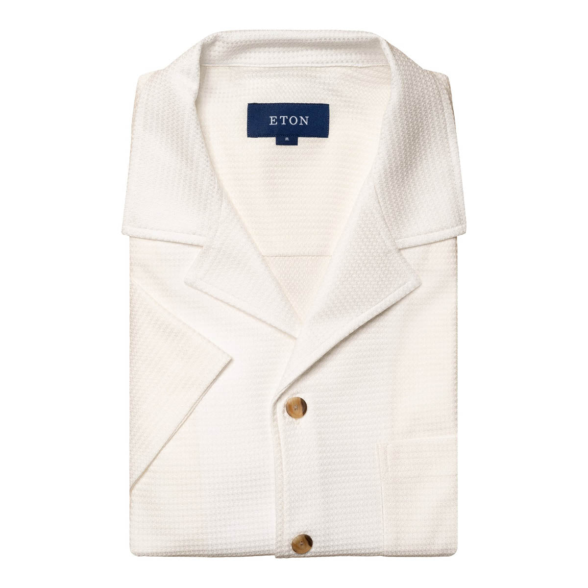 White Filo Di Scozia Jacquard Resort Shirt  Eton   